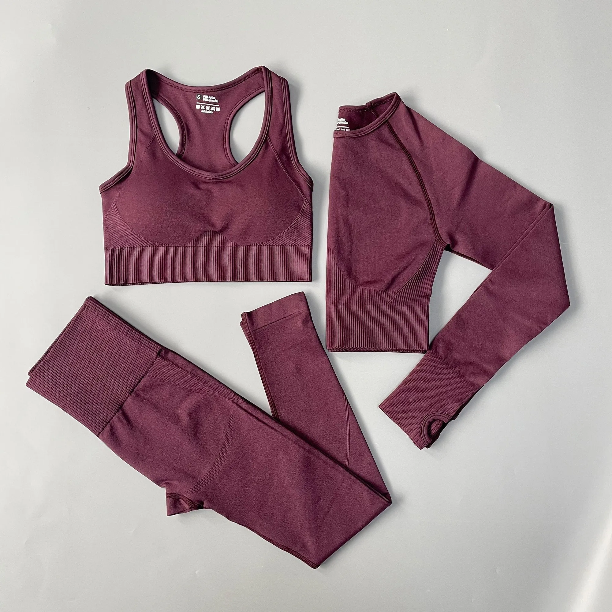Yoga Set Seamless Sportswear Workout Sport Leggings Top Bra Gym Set Woman