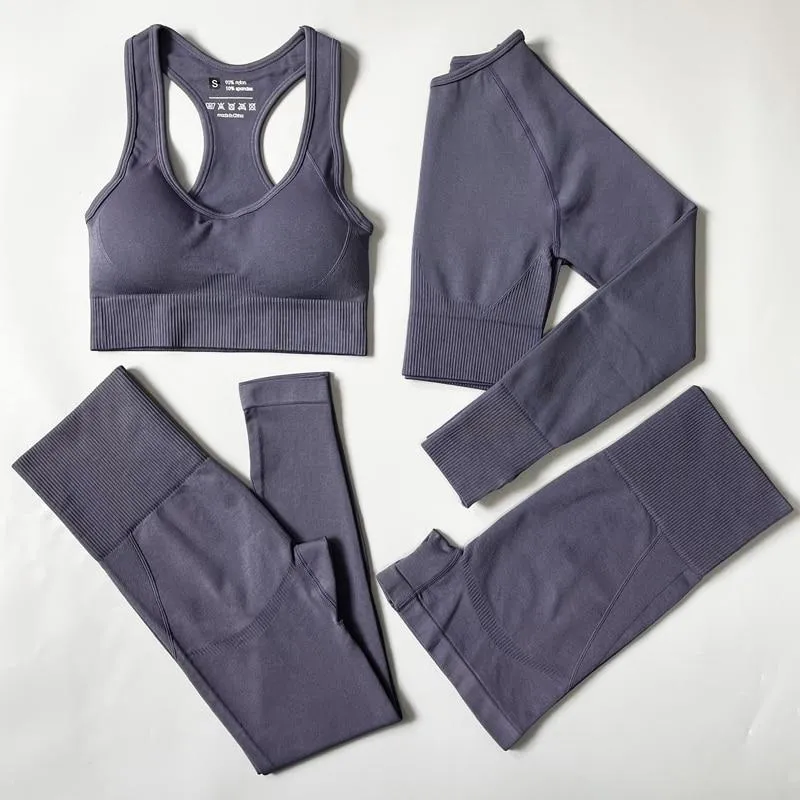 Yoga Set Seamless Sportswear Workout Sport Leggings Top Bra Gym Set Woman