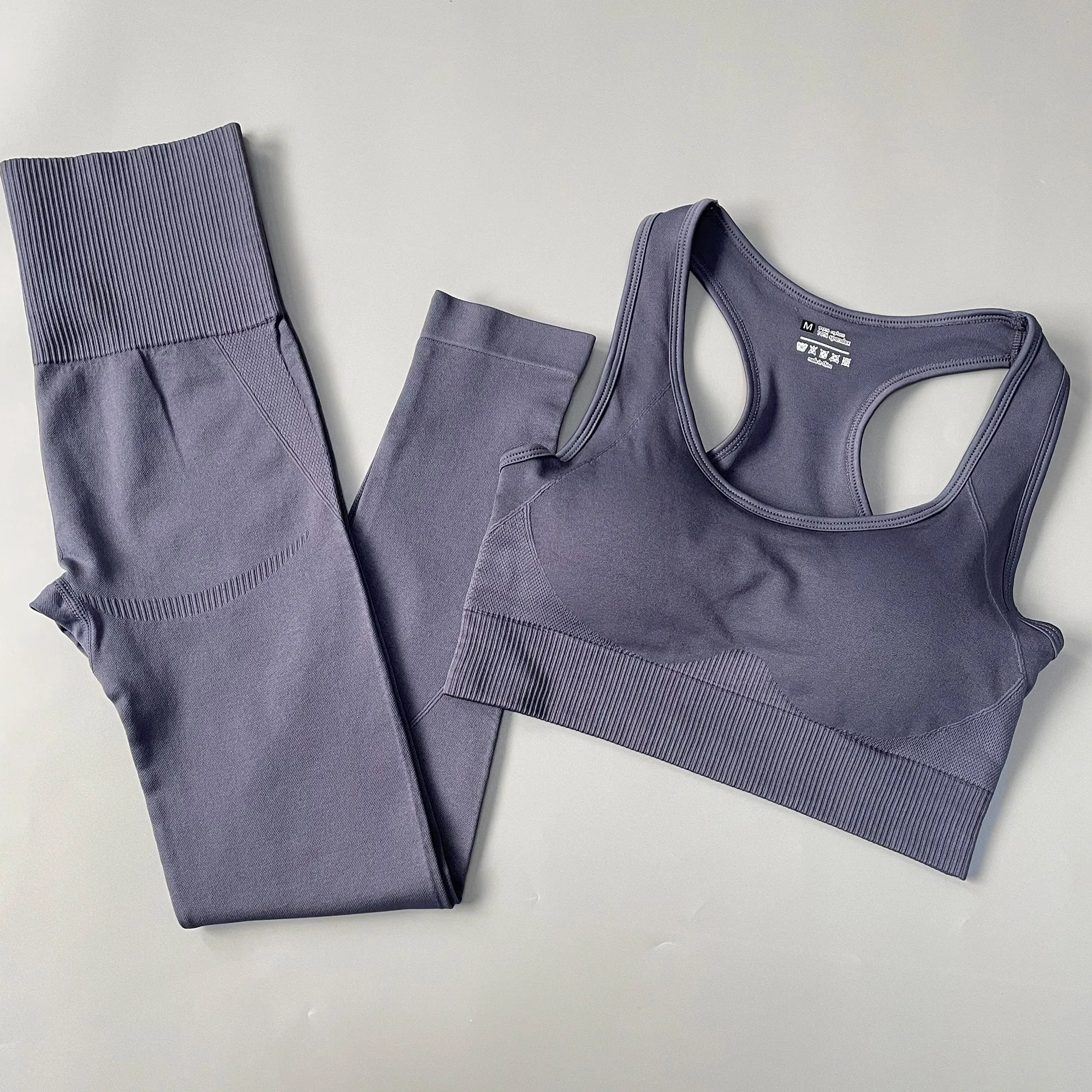 Yoga Set Seamless Sportswear Workout Sport Leggings Top Bra Gym Set Woman