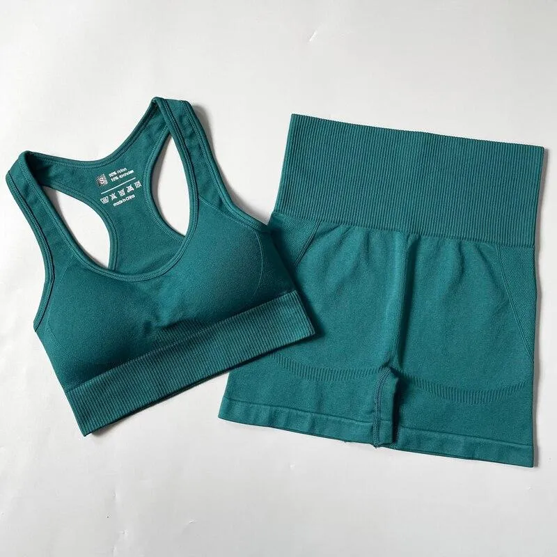Yoga Set Seamless Sportswear Workout Sport Leggings Top Bra Gym Set Woman