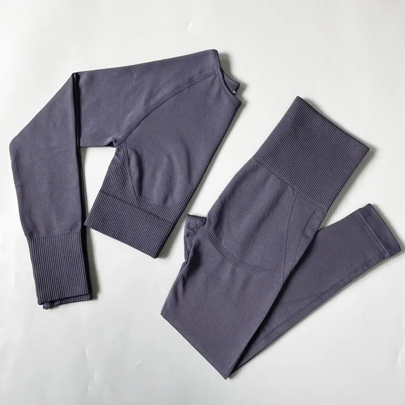 Yoga Set Seamless Sportswear Workout Sport Leggings Top Bra Gym Set Woman