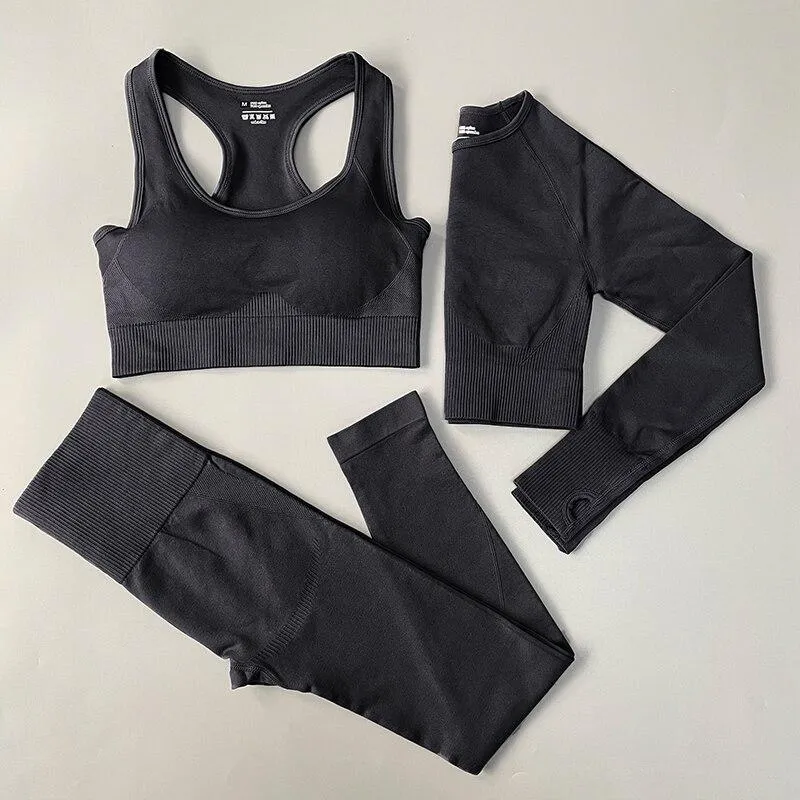 Yoga Set Seamless Sportswear Workout Sport Leggings Top Bra Gym Set Woman