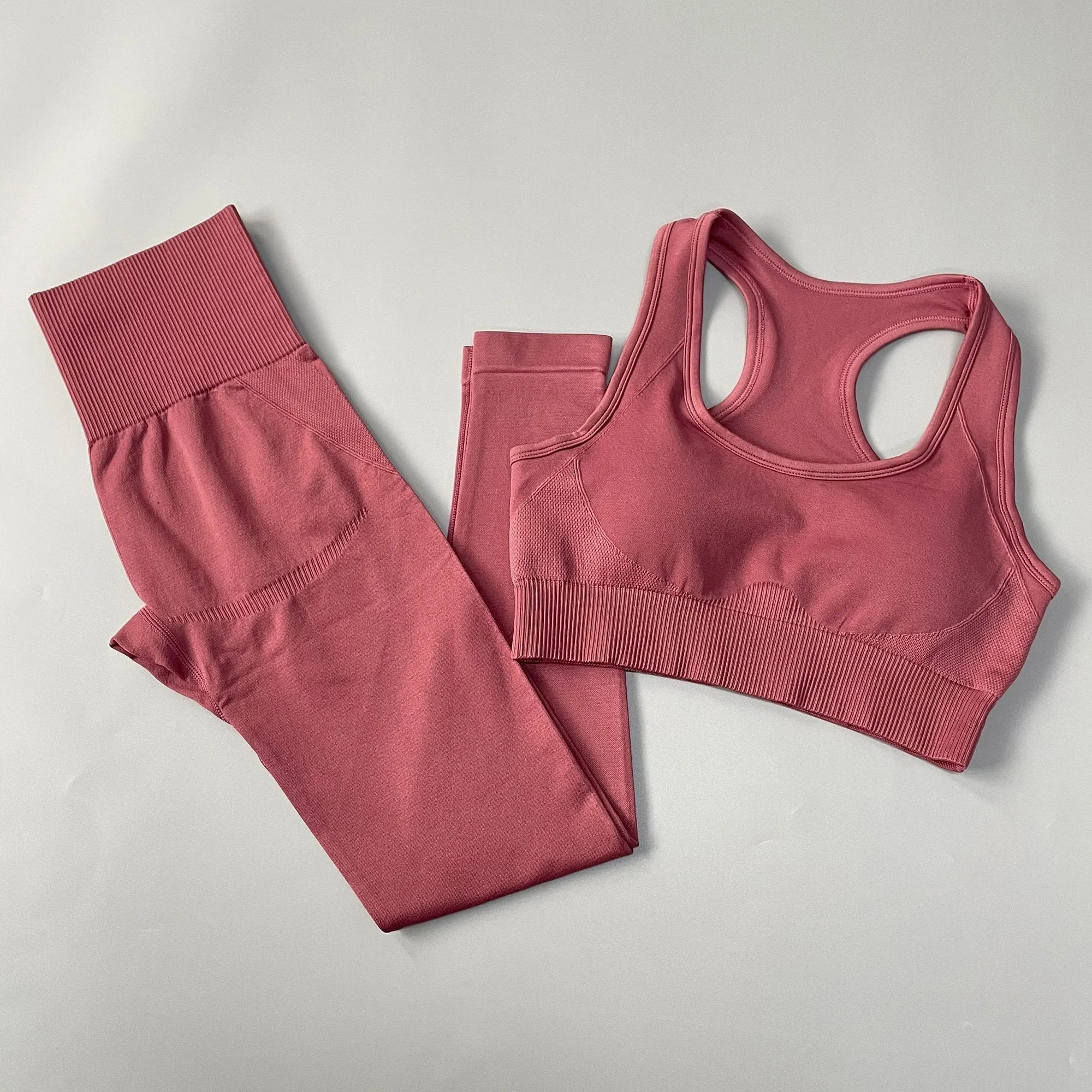 Yoga Set Seamless Sportswear Workout Sport Leggings Top Bra Gym Set Woman