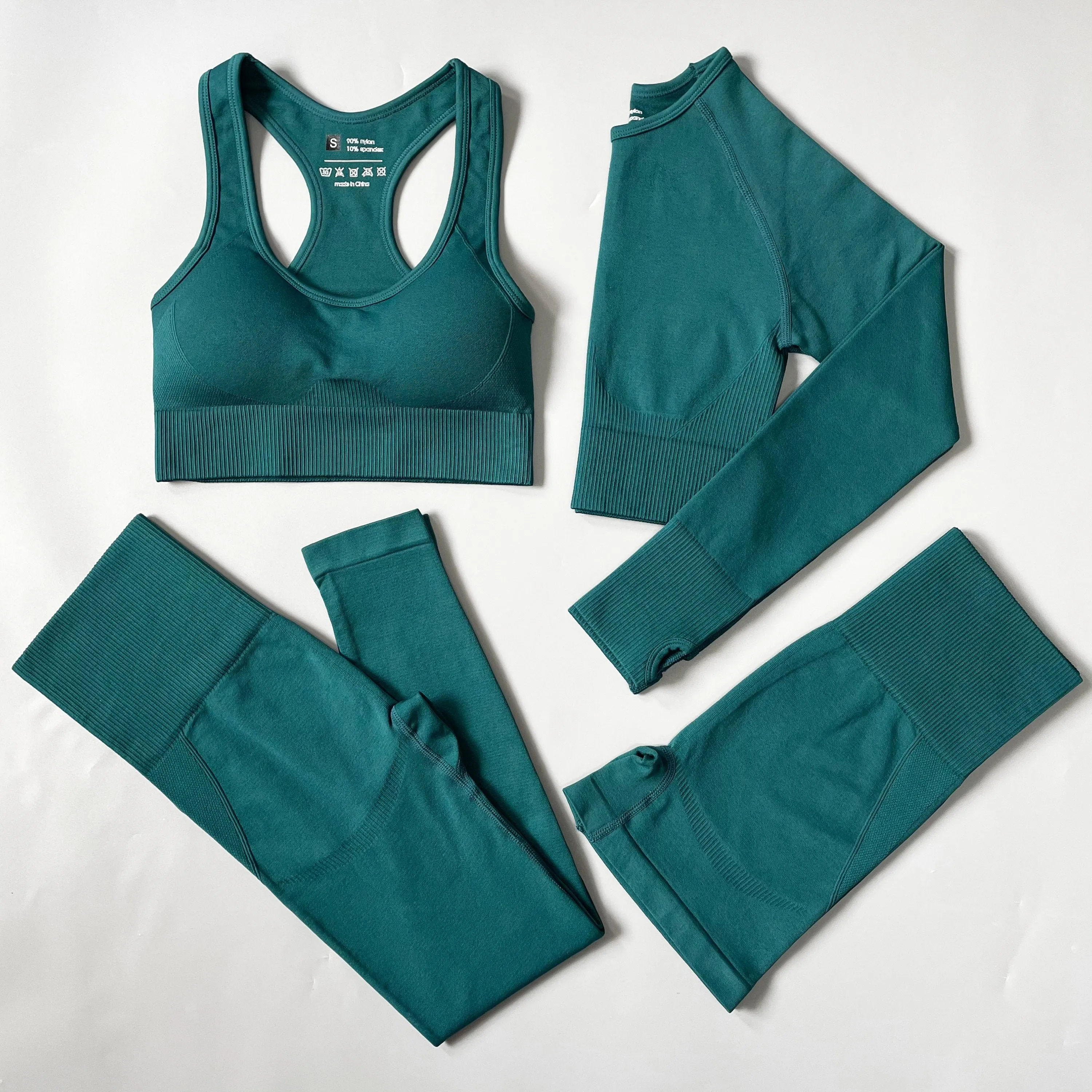 Yoga Set Seamless Sportswear Workout Sport Leggings Top Bra Gym Set Woman