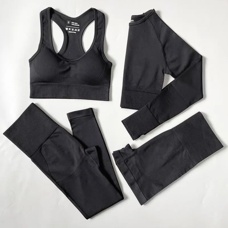 Yoga Set Seamless Sportswear Workout Sport Leggings Top Bra Gym Set Woman